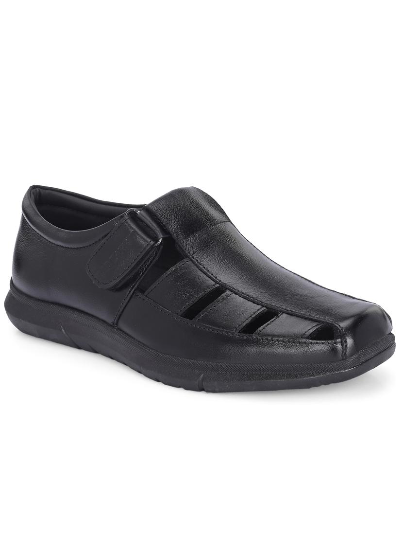 black leather laceup sandals - 21291729 - Standard Image - 1