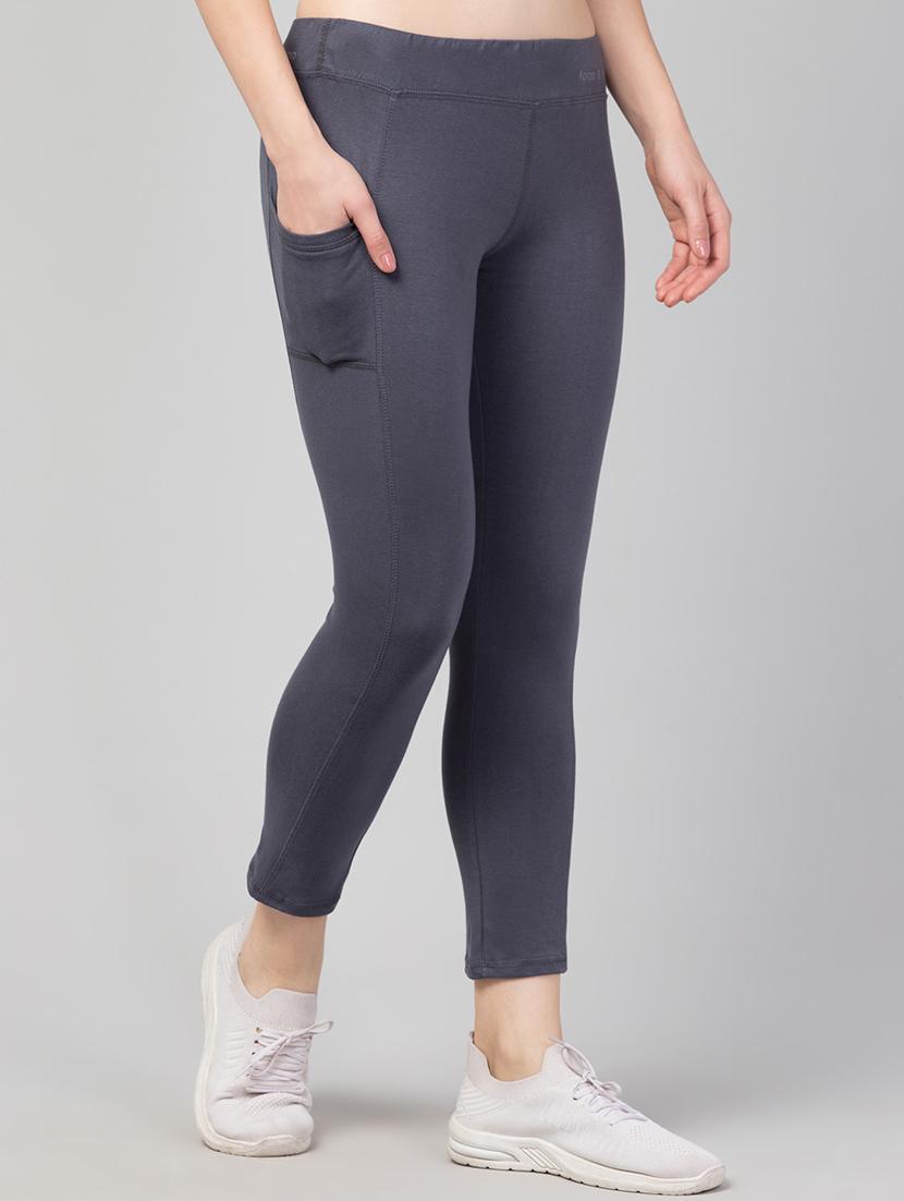 grey cotton blend regular yoga pant - 21292022 -  Standard Image - 1
