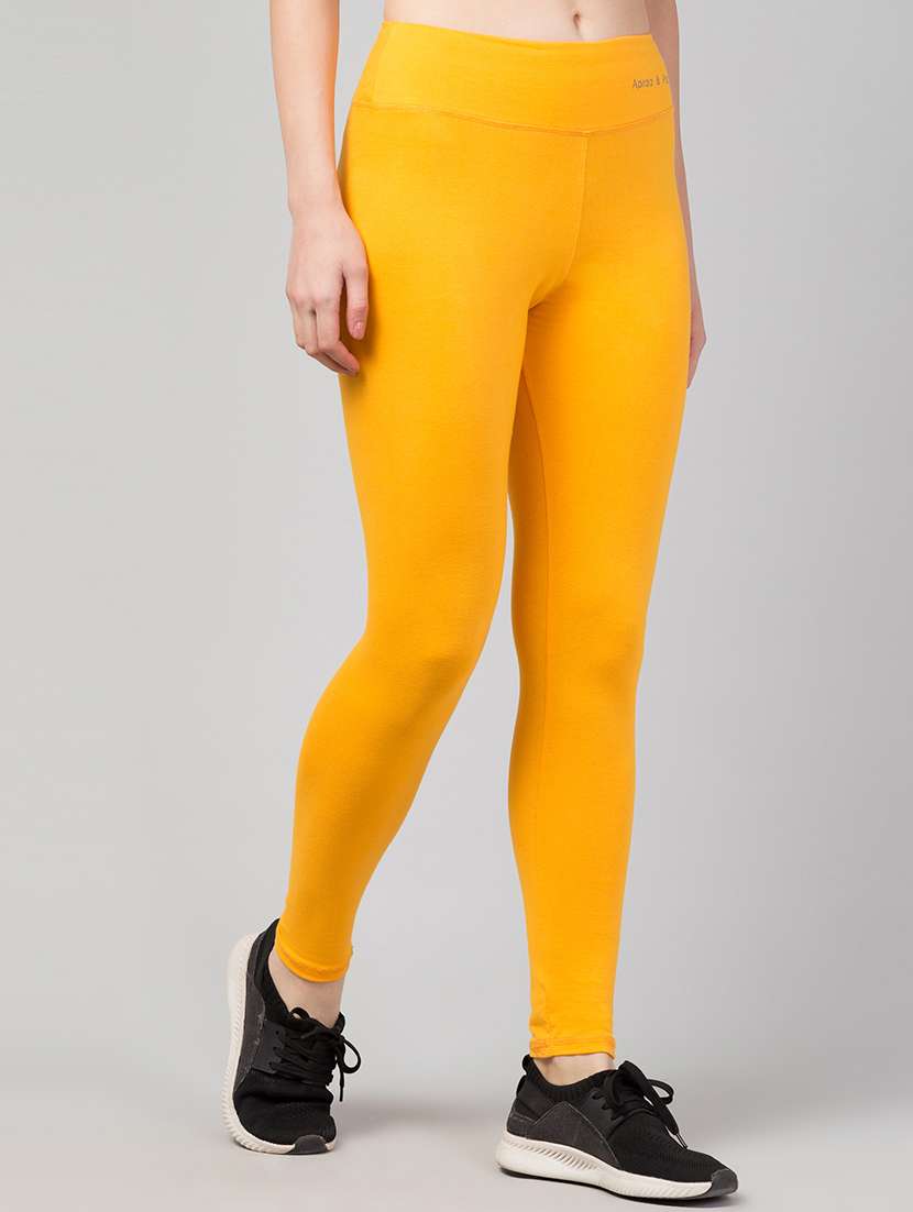 yellow cotton blend regular yoga pant - 21292033 - Standard Image - 1