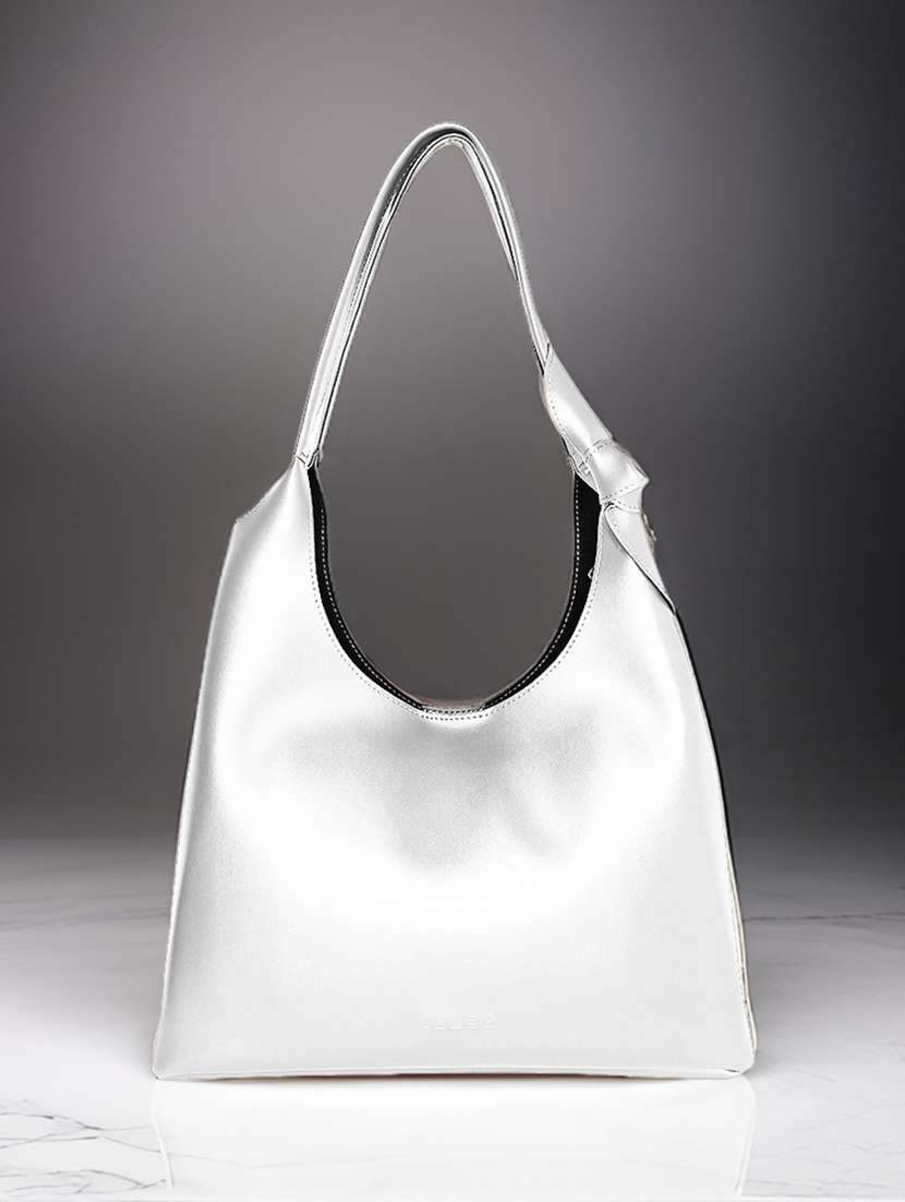white leatherette handbag