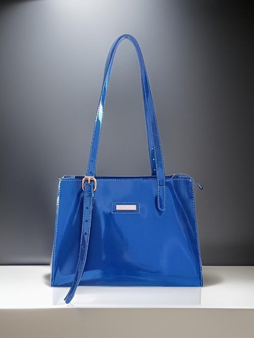 blue leatherette handbag - 21292084 - Standard Image - 0