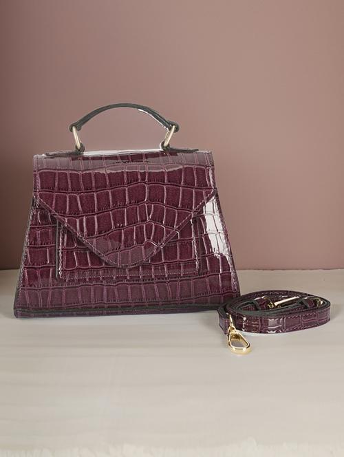 maroon leatherette sling bag - 21292121 -  Standard Image - 0