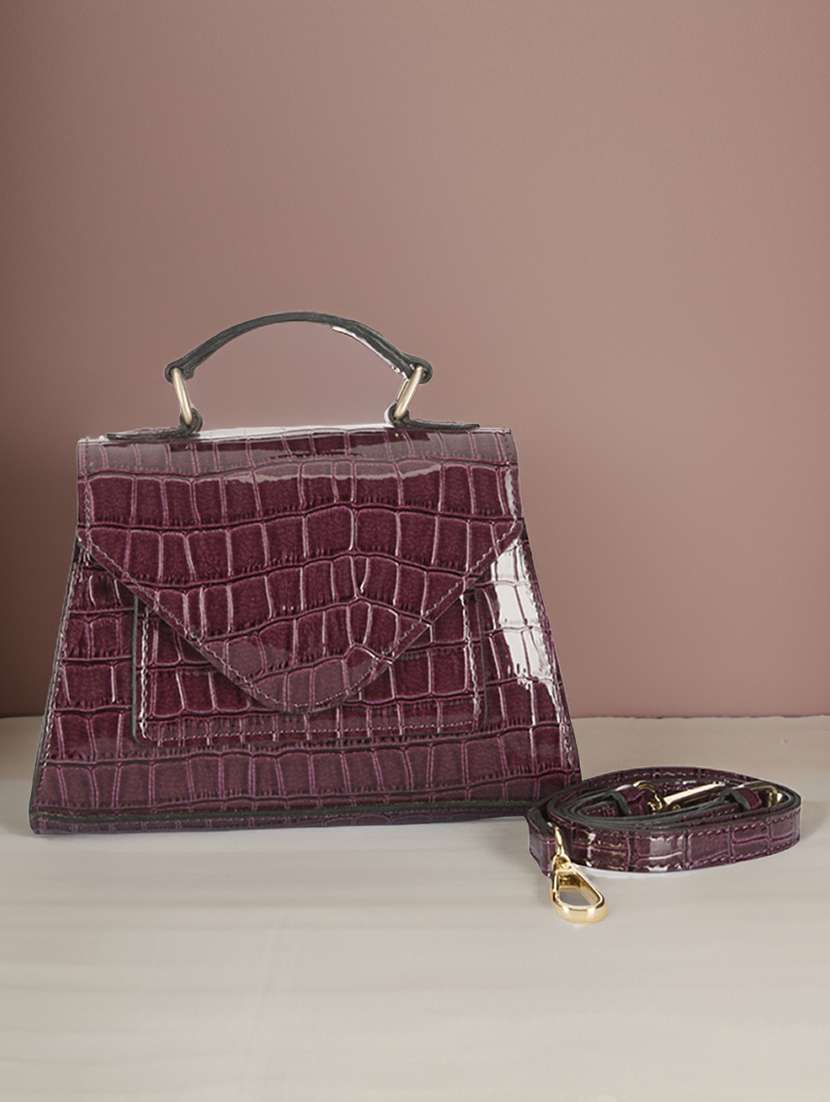 maroon leatherette sling bag