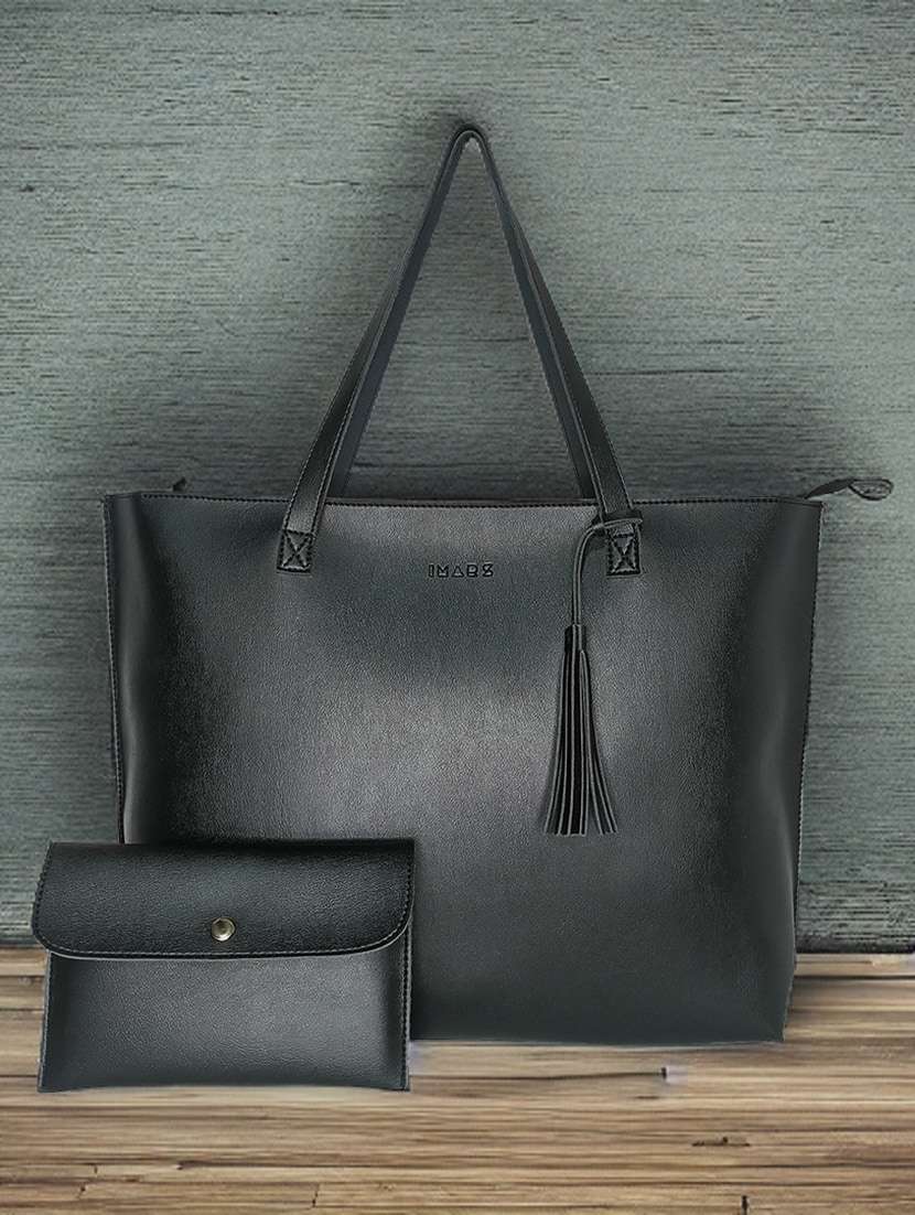 black leatherette regular tote
