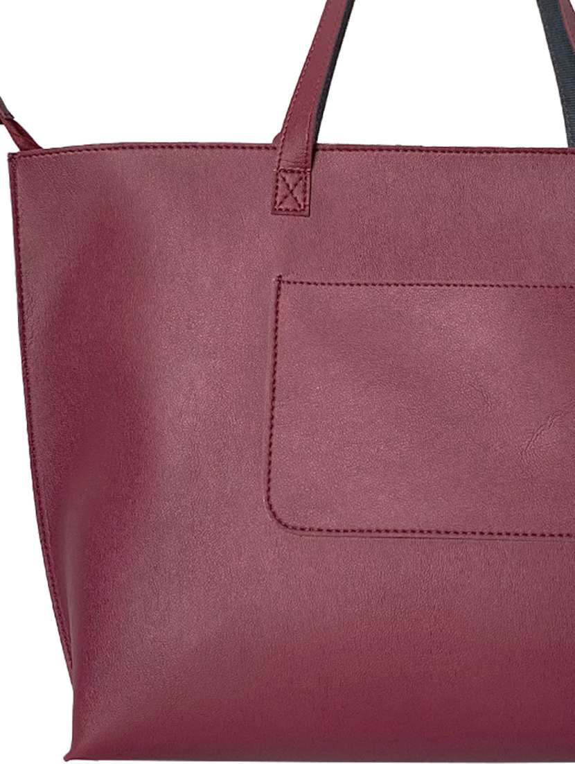 maroon leatherette regular tote - 21292140 -  Standard Image - 4