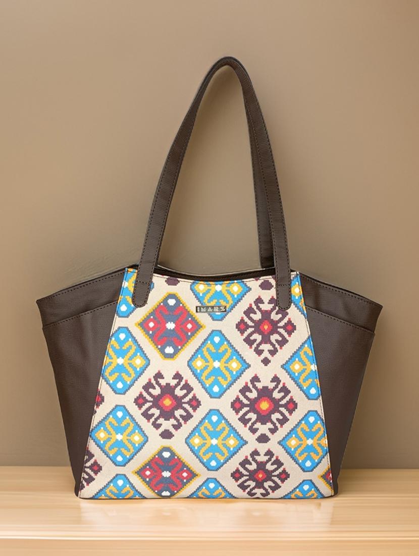 brown leatherette regular tote bag - 21292155 - Zoom Image - 0