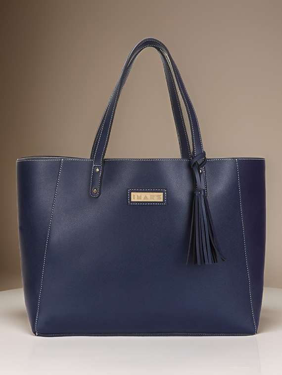 blue leatherette regular tote bag