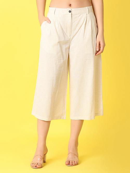 women cream cotton palazzo - 21292265 -  Standard Image - 0