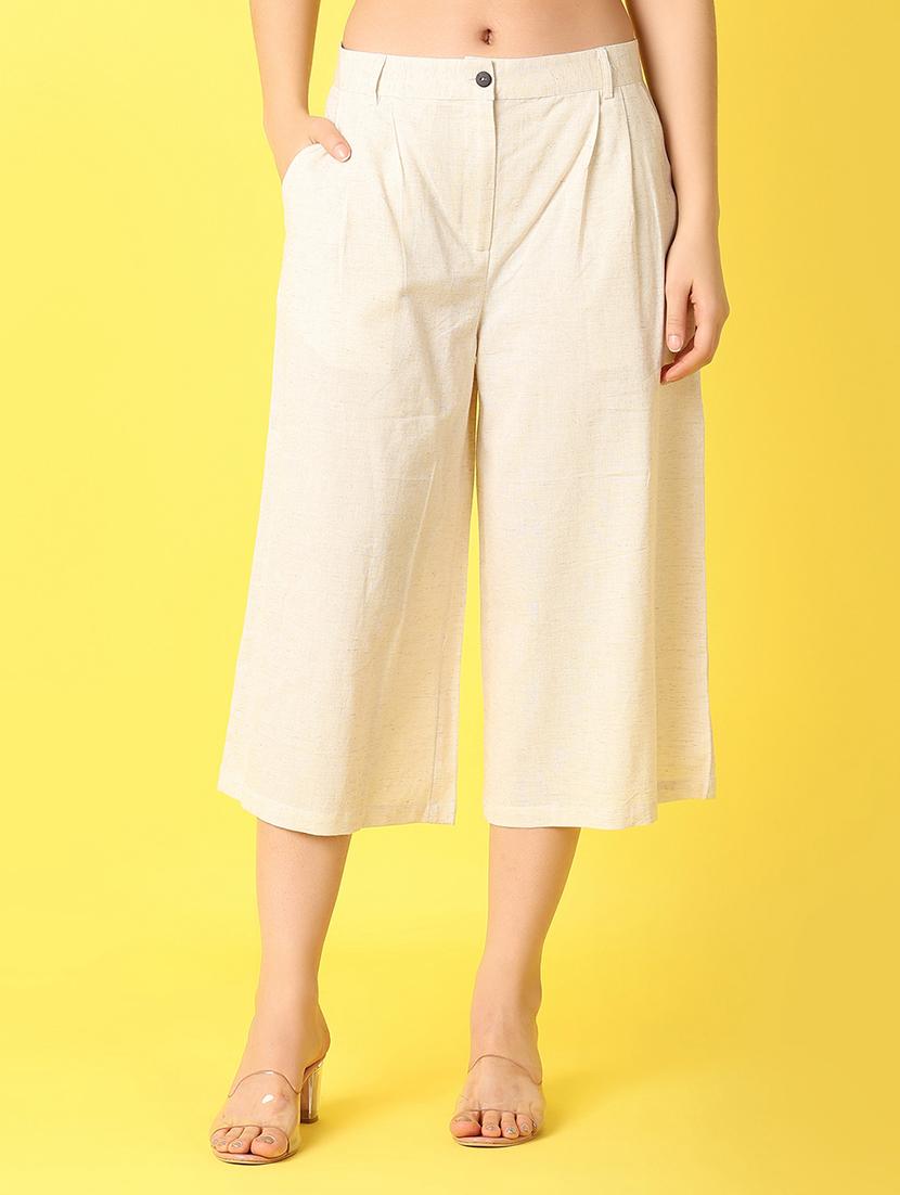 women cream cotton palazzo - 21292265 -  Zoom Image - 0