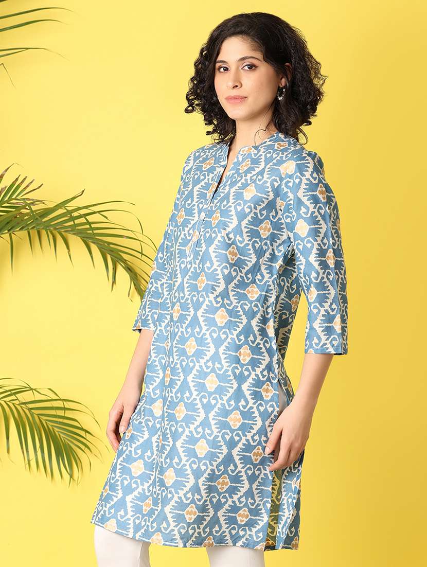 women blue cotton straight kurta - 21292276 -  Standard Image - 1