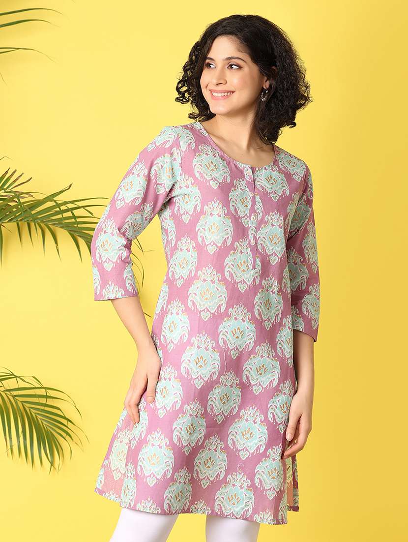 women purple cotton straight kurta - 21292279 -  Standard Image - 1