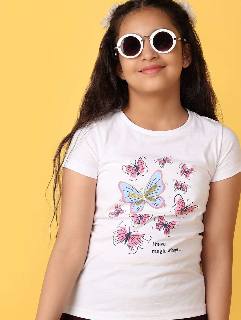 girls round neck front print regular tee - 21292299 -  Standard Image - 4