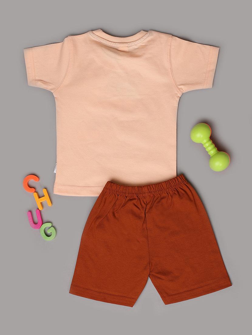 kids peach cotton shorts set - 21292401 - Standard Image - 1