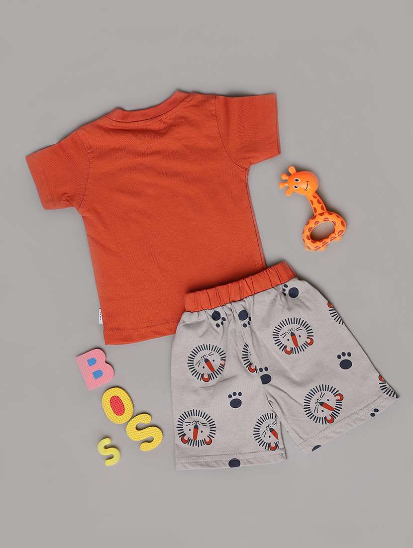 kids rust cotton shorts set  - 21292403 -  Standard Image - 1
