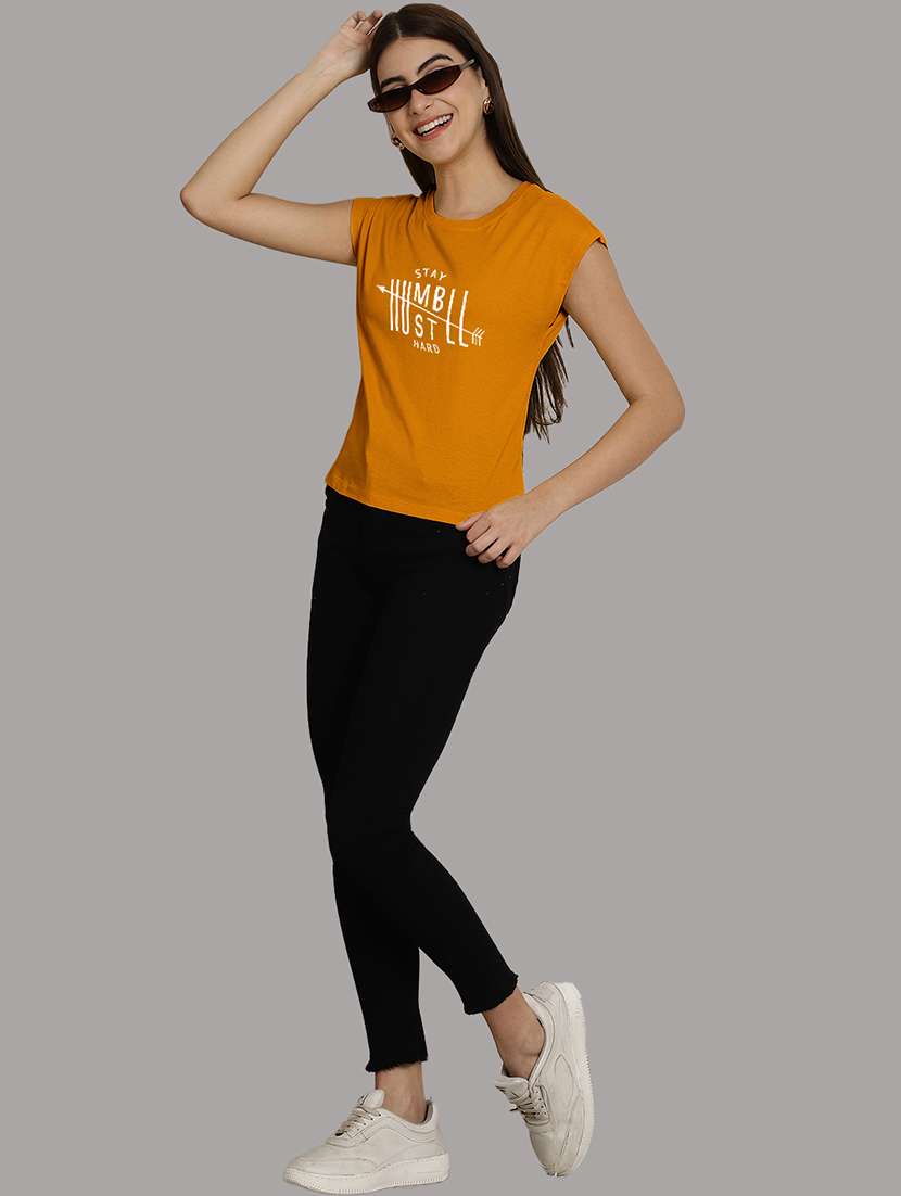 women vprinted round neck crop top - 21292466 - Standard Image - 4