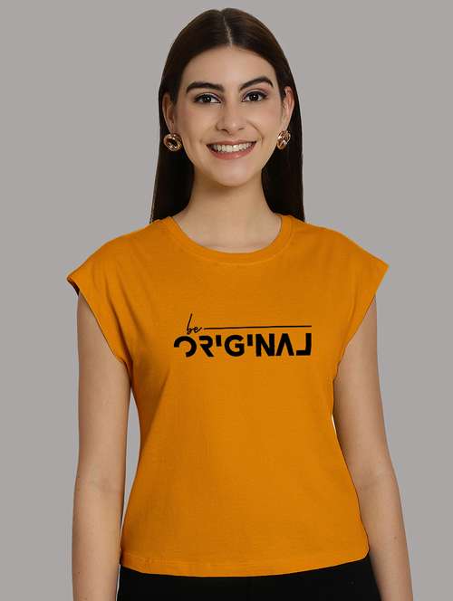 women printed round neck crop top - 21292478 - Standard Image - 0