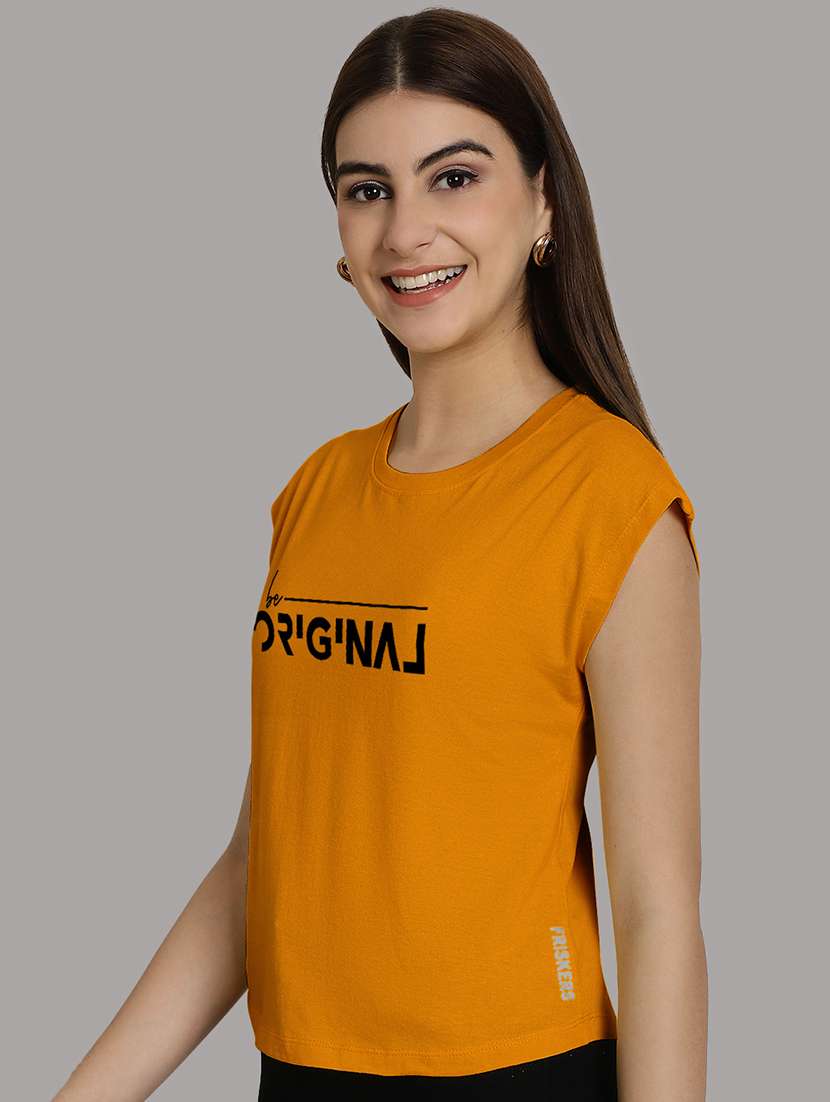 women printed round neck crop top - 21292478 - Standard Image - 1
