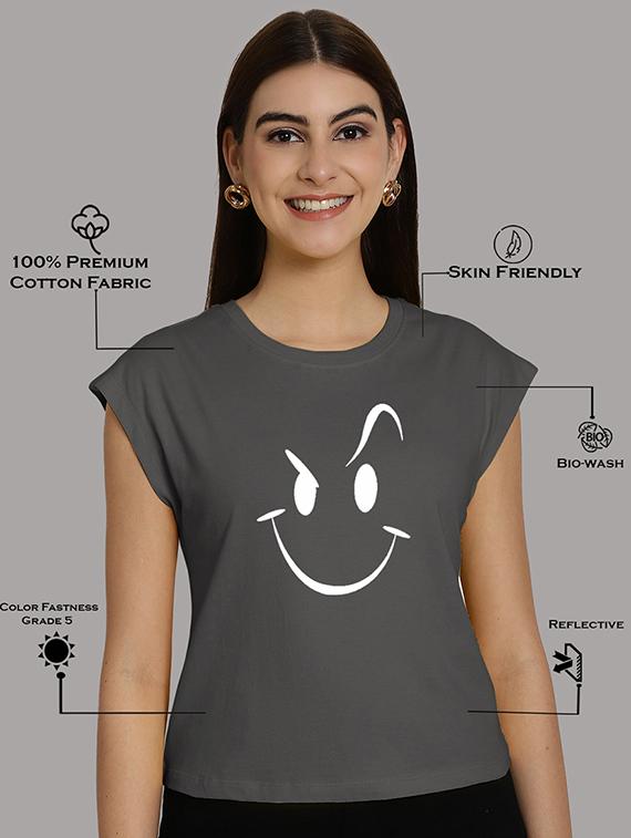 women printed round neck crop top - 21292504 - Standard Image - 4