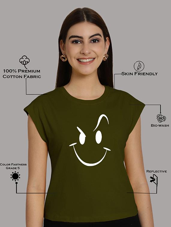 women printed round neck crop top - 21292505 - Standard Image - 4