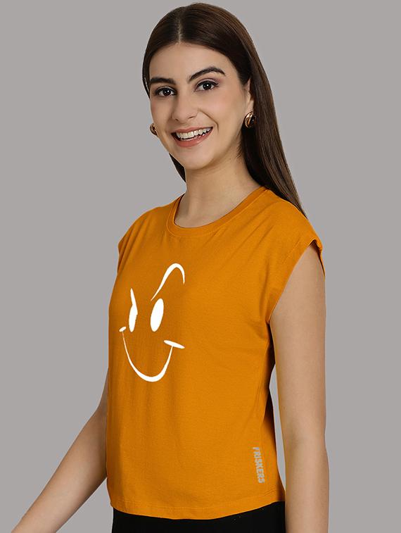 women printed round neck crop top - 21292506 - Standard Image - 1