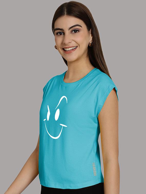 women printed round neck crop top - 21292508 - Standard Image - 1