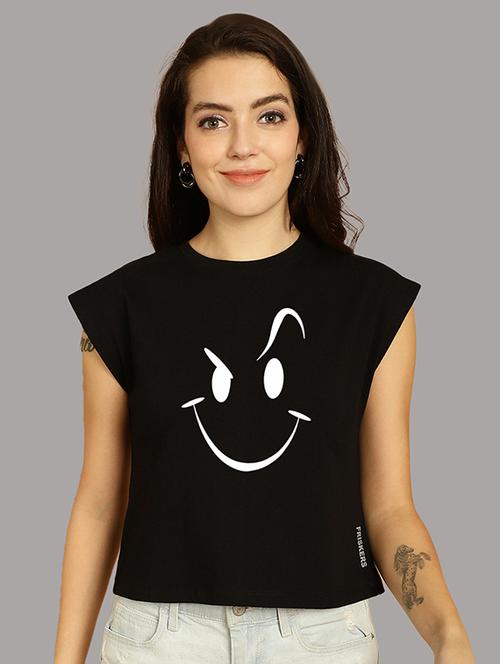 women printed round neck crop top - 21292515 - Standard Image - 0
