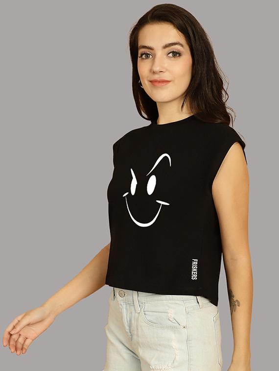 women printed round neck crop top - 21292515 - Standard Image - 1
