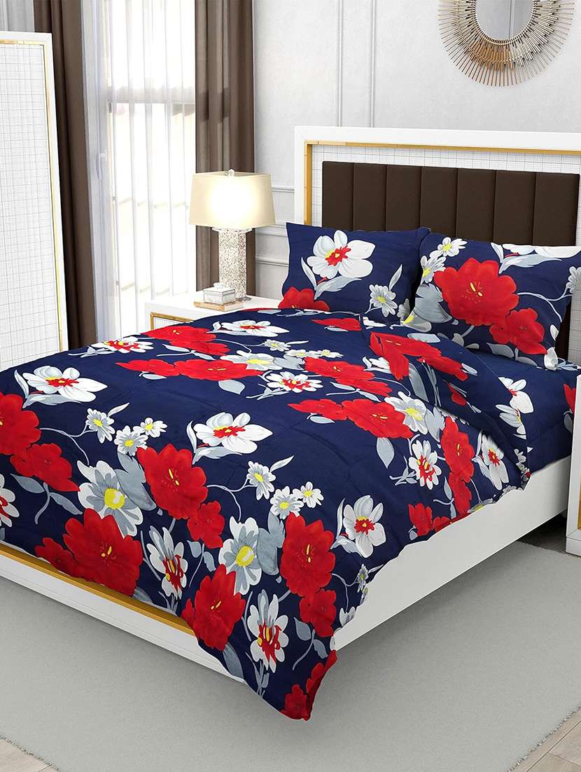 modefe polycotton printed double bedsheet with 2 pillow covers - 21293698 -  Standard Image - 1