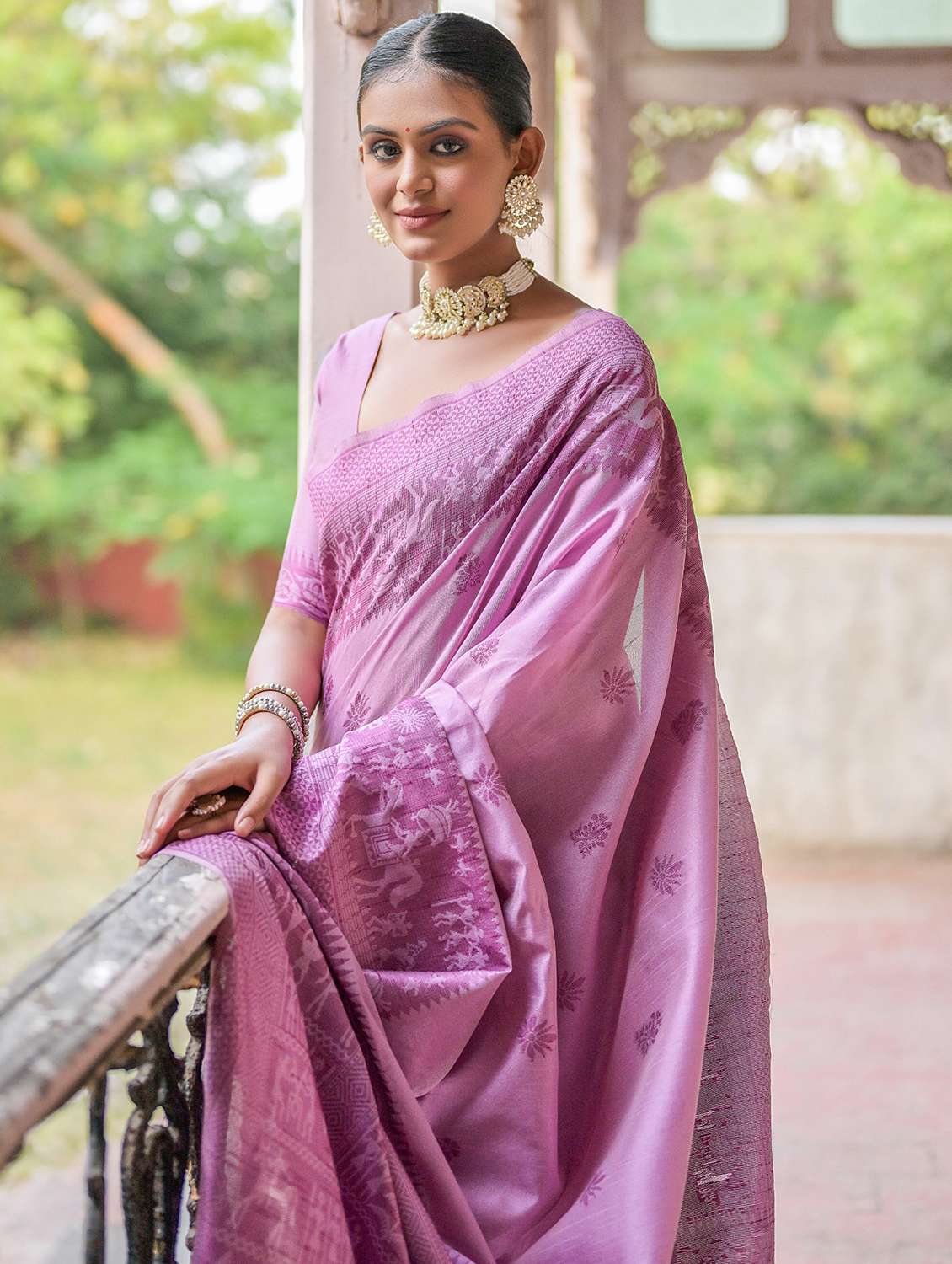 women lavender bhagalpuri saree - 21294664 - Standard Image - 1