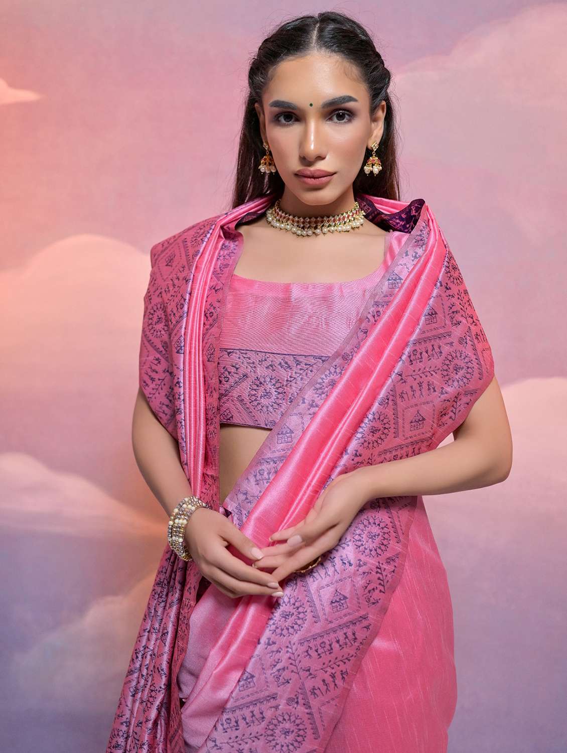 women rosewater bhagalpuri saree with blouse - 21294694 -  Standard Image - 1