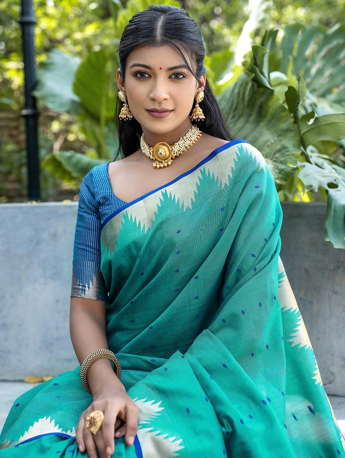 women sea green bhagalpuri saree - 21294706 -  Standard Image - 1