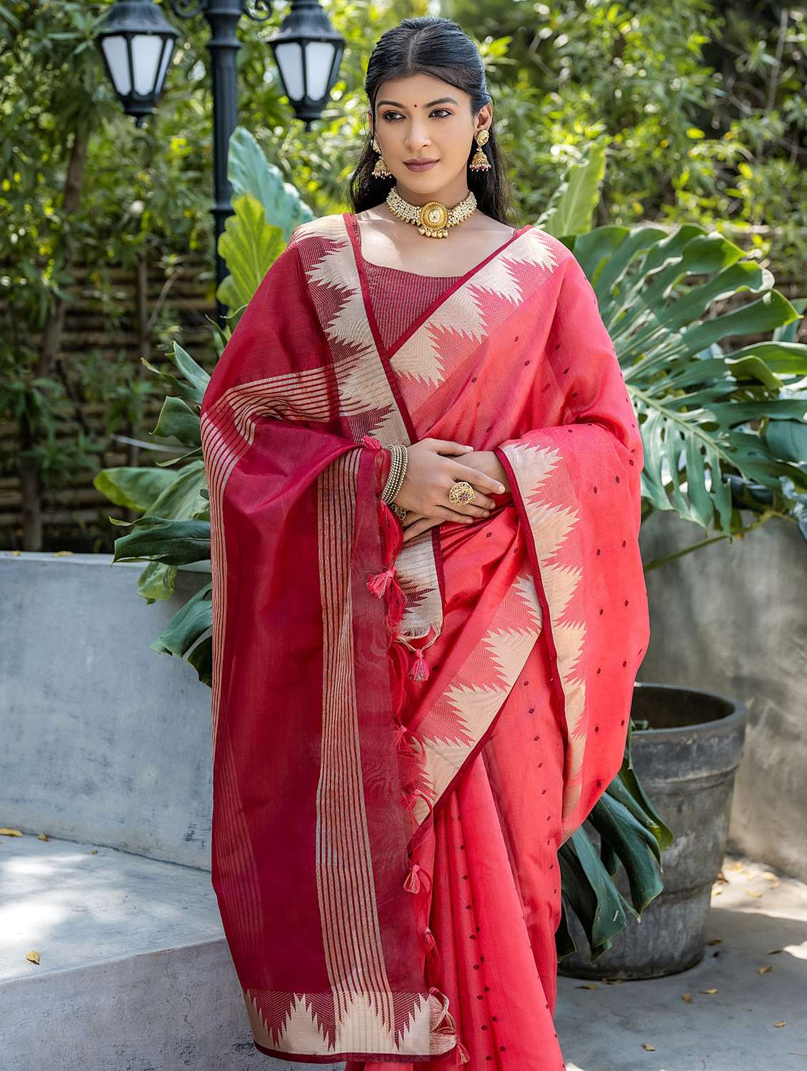 women coral bhagalpuri saree with blouse - 21294710 - Standard Image - 1