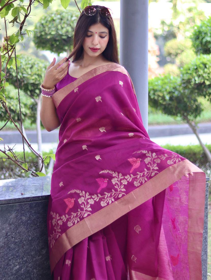 women purple mysore silk saree with blouse - 21294714 - Standard Image - 1