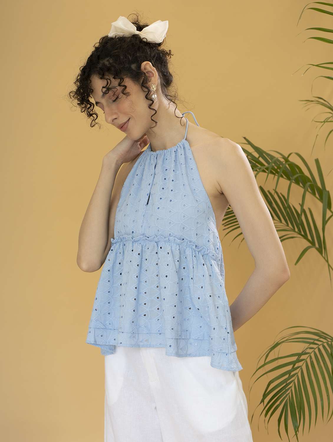 women halter neck backless peplum top - 21295246 -  Standard Image - 1