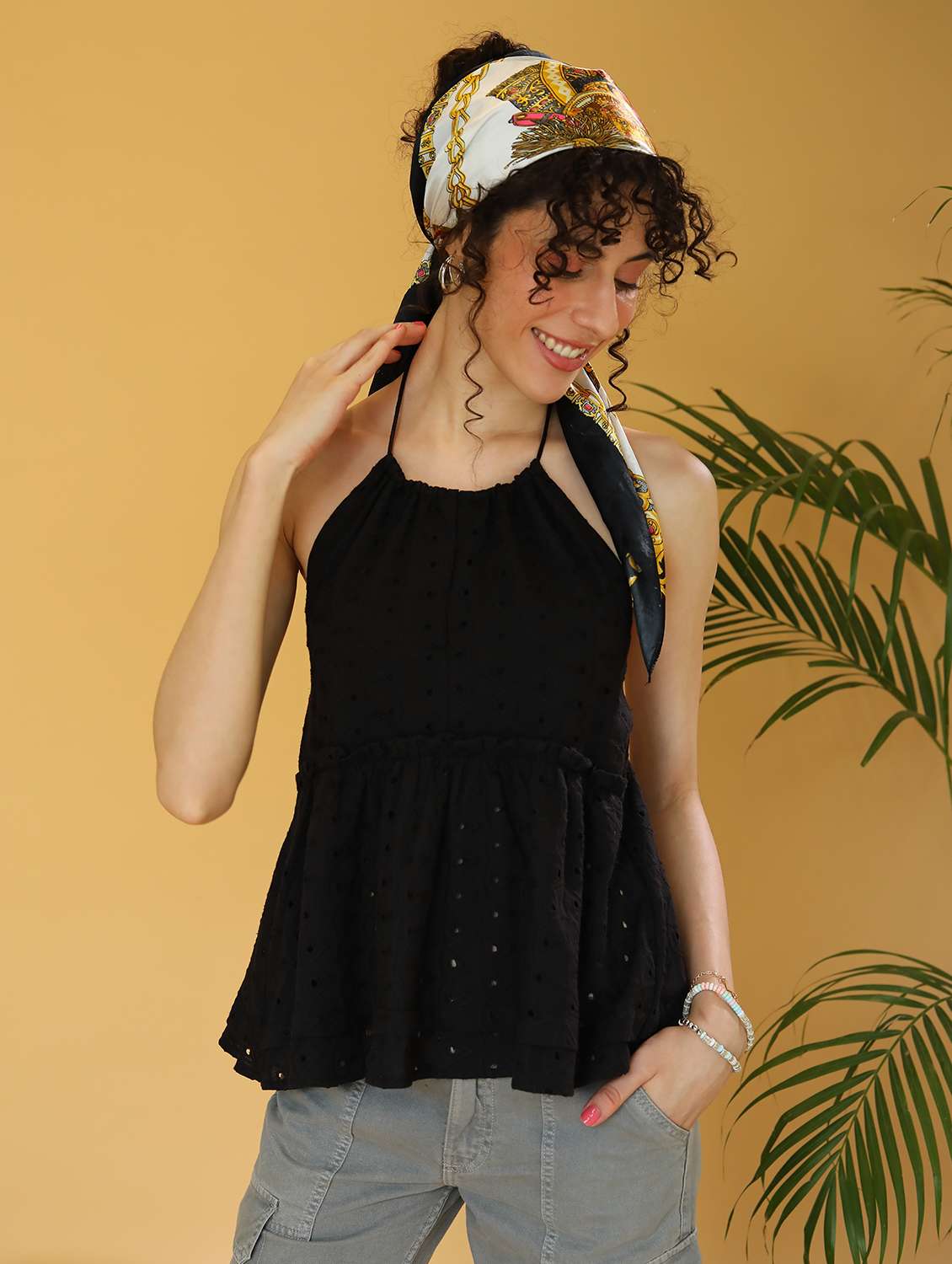 women halter neck backless peplum top - 21295247 -  Standard Image - 1