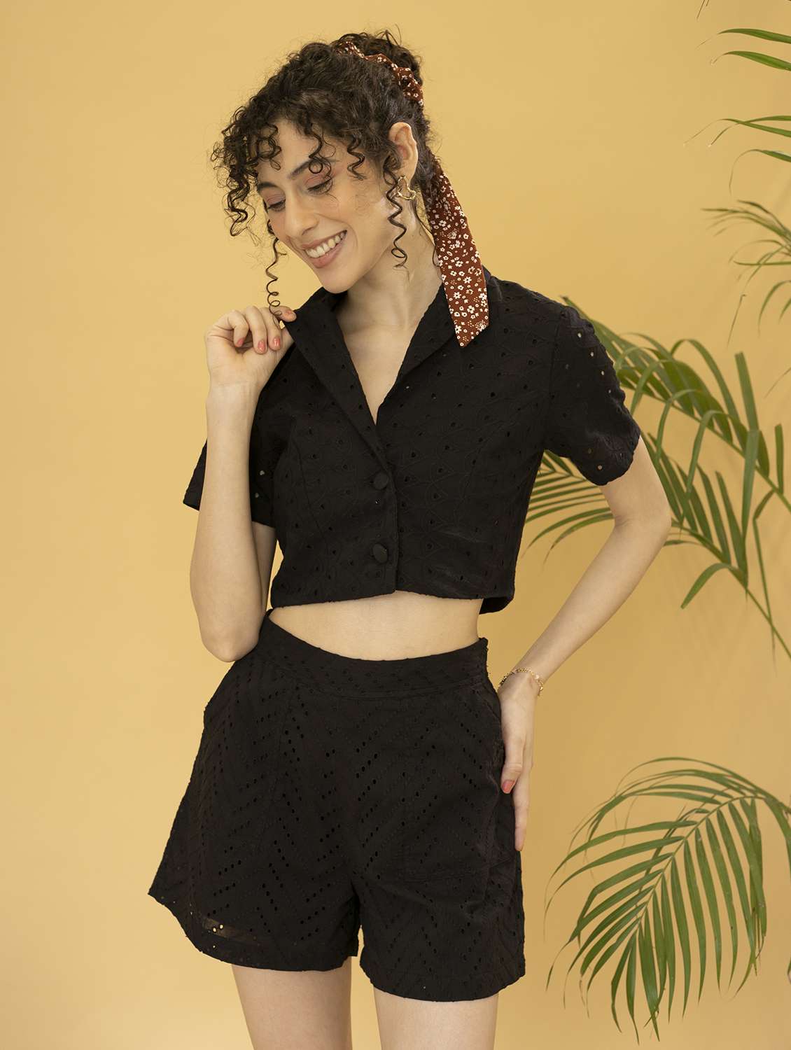 women schiffli detailed collared shirt top - 21295251 -  Standard Image - 1