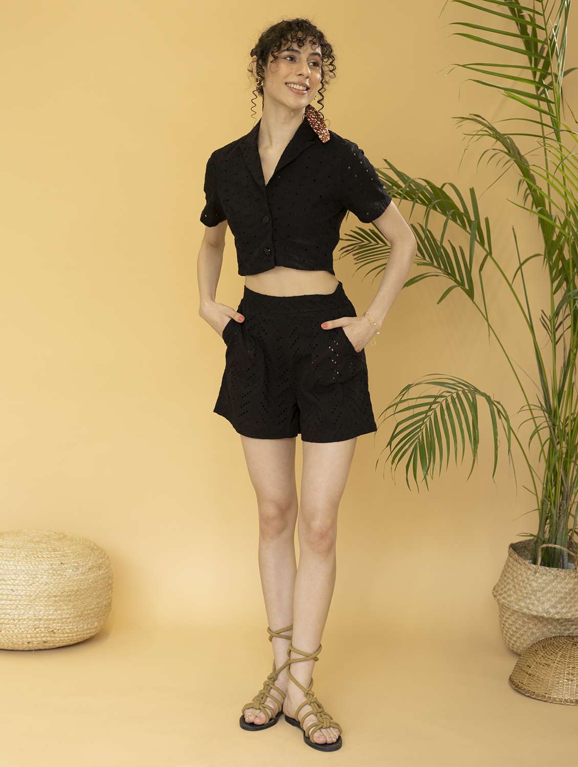 women schiffli detailed collared shirt top - 21295251 -  Standard Image - 4