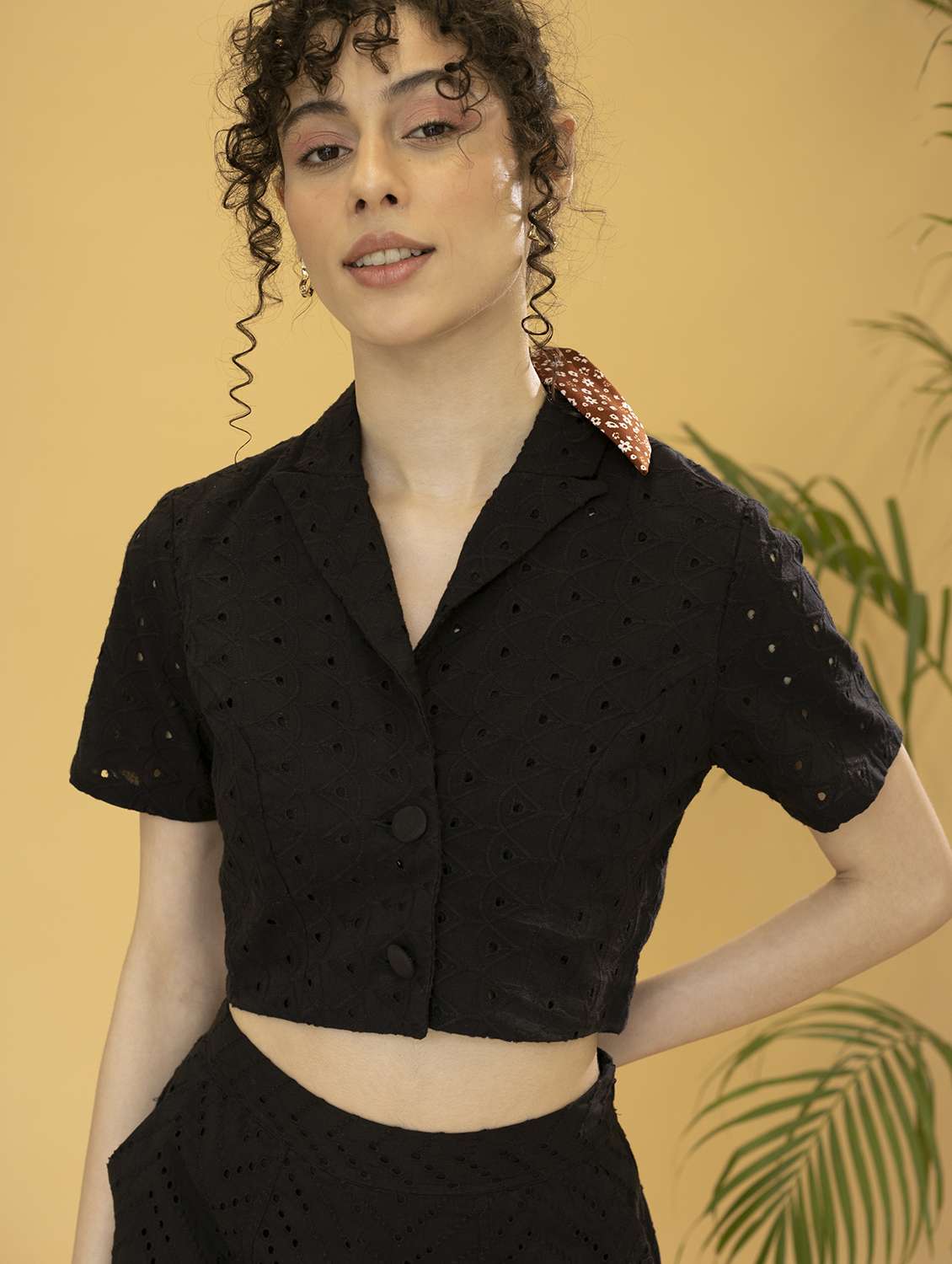 women schiffli detailed collared shirt top - 21295251 -  Standard Image - 6