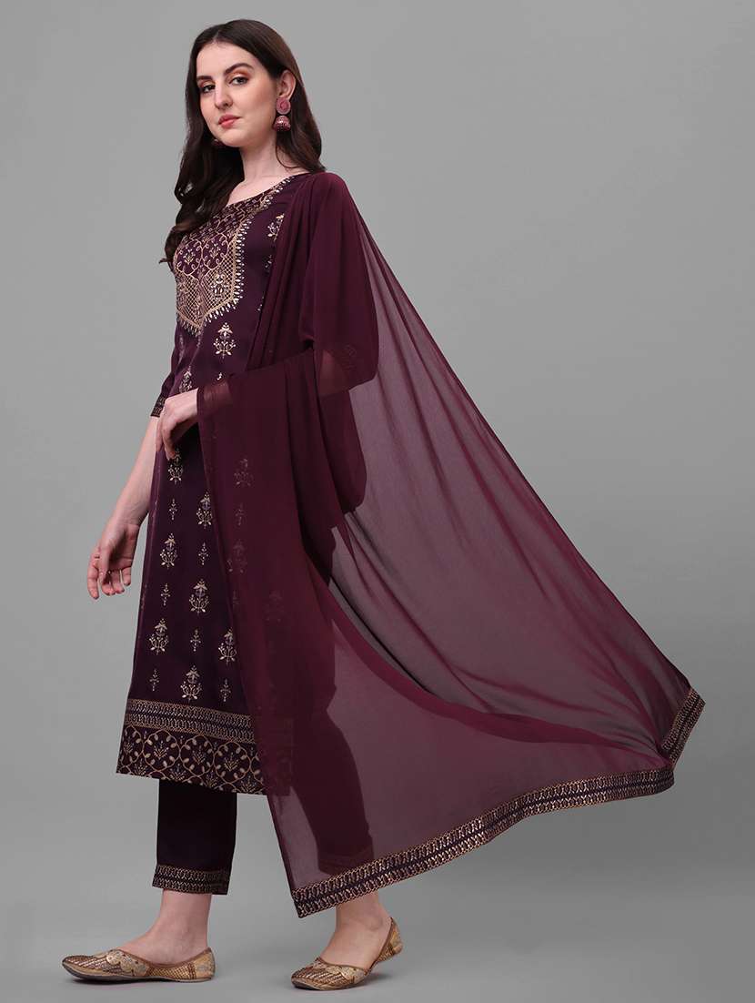 women three quarter sleeve kurta pant with dupatta set - 21295661 - Standard Image - 1