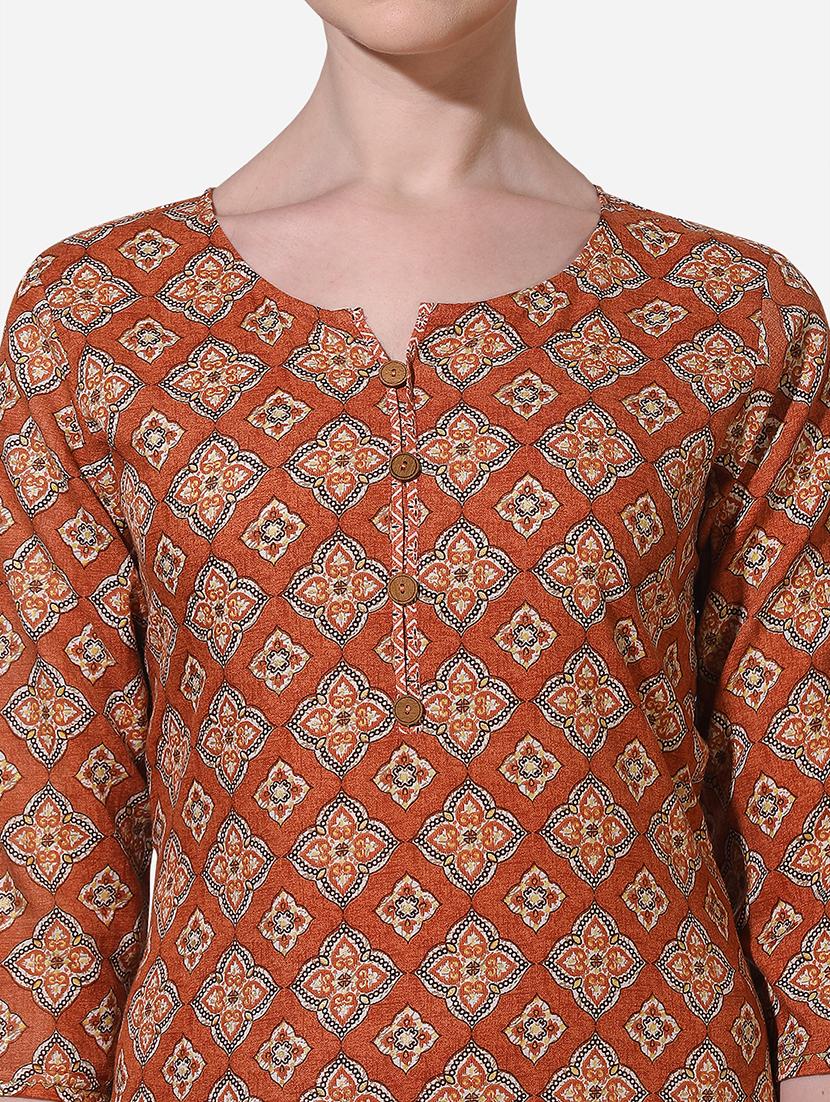 rust printed suit set - 21295882 - Standard Image - 4