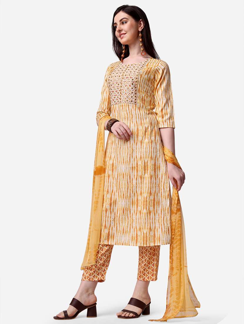 yellow printed suit set - 21295935 - Standard Image - 1
