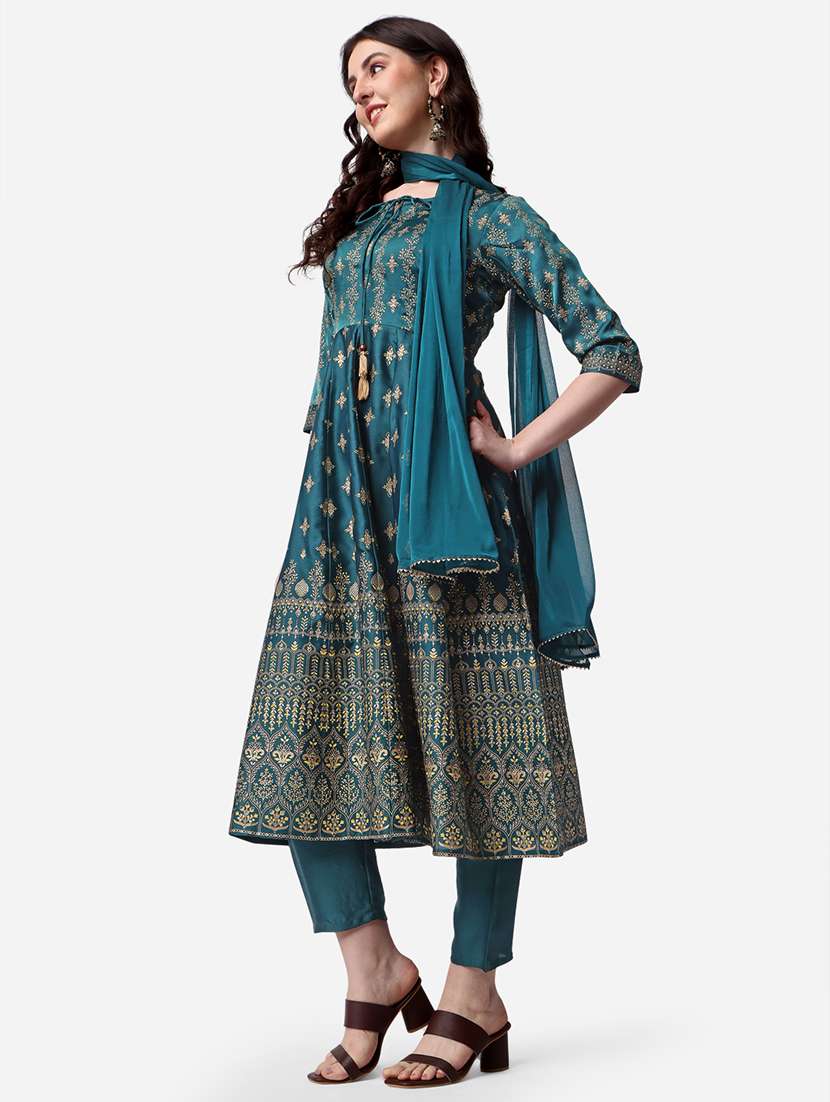 women three quarter sleeve kurta pant with dupatta set - 21295993 -  Standard Image - 1