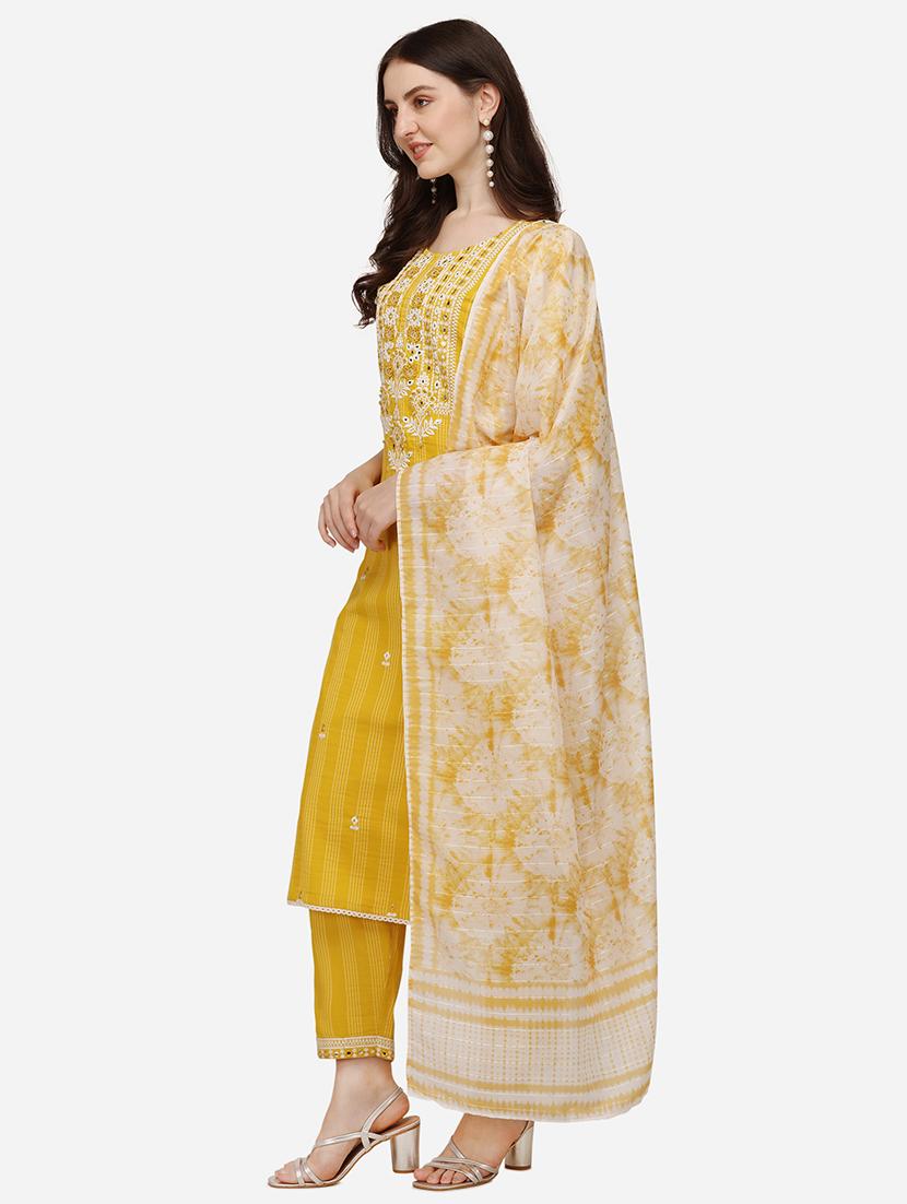 yellow printed kurta & dupatta set - 21296068 - Standard Image - 1