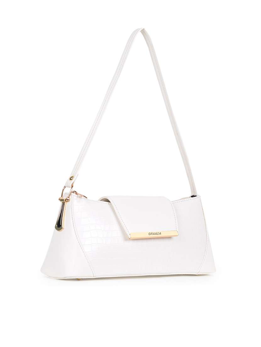 white leatherette sling bag