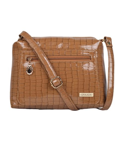 brown leatherette sling bag - 21296617 - Standard Image - 0