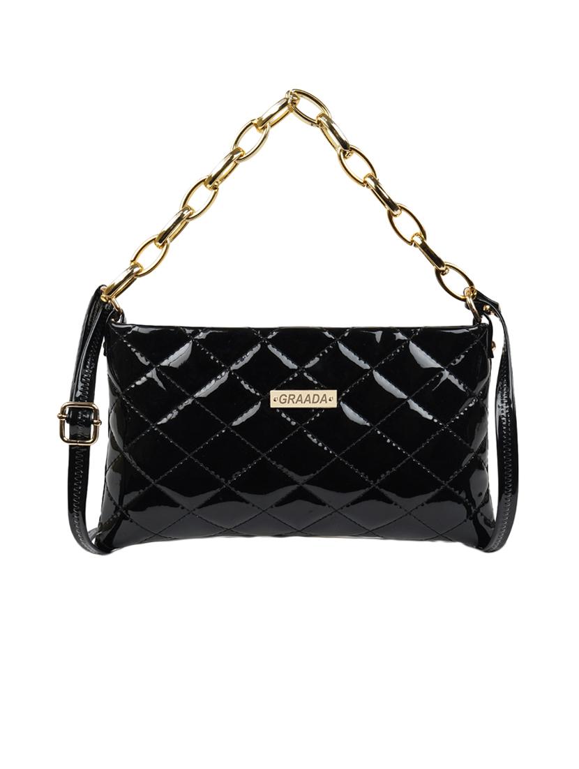 black leatherette (pu) sling bag - 21296639 -  Zoom Image - 0
