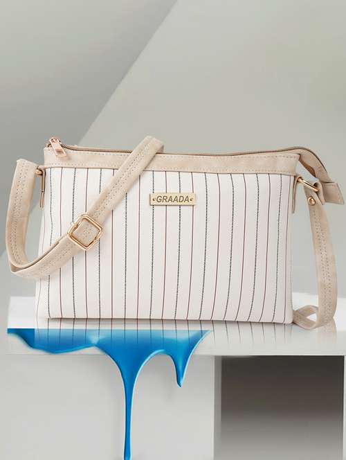 off white leatherette sling bag - 21296656 - Standard Image - 0