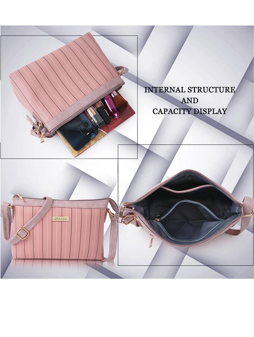 pink leatherette (pu) sling bag - 21296657 -  Standard Image - 1