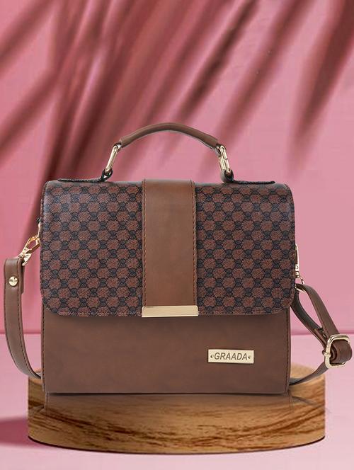 brown leatherette sling bag - 21296665 - Standard Image - 0