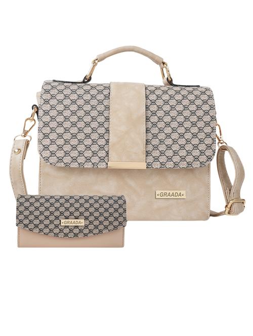 cream leatherette (pu) combo sling bag - 21296669 -  Standard Image - 0